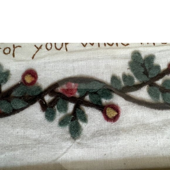 Charming FRAMED NEEDLEPOINT on Fabric w Applique Embroidery Sisters 12.5" sq - Picture 6 of 8